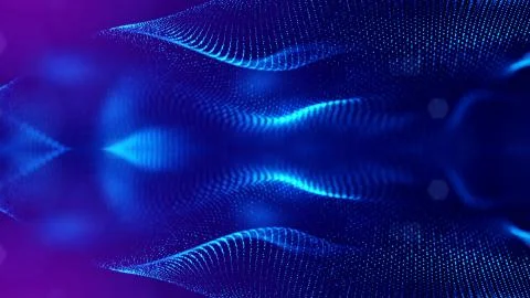 3d rendering background of glowing particles that form curved lines and 3d Stock Illustration