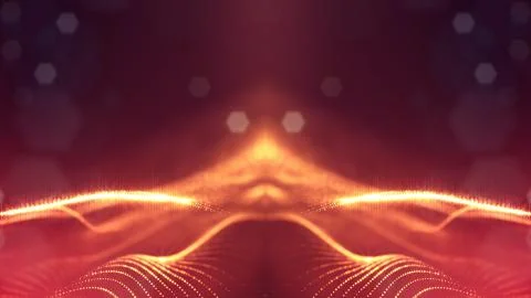 3d rendering background of glowing particles that form curved lines and 3d Stock Illustration