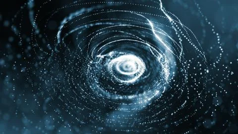 3d rendering background of glowing particles that form curved lines and 3d イラスト素材