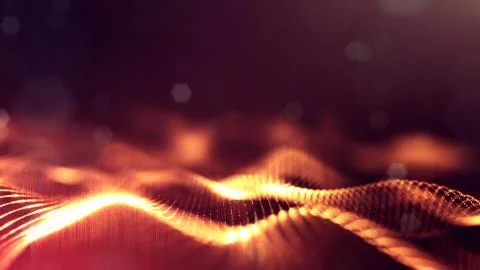 3d rendering background of glowing particles that form curved lines and 3d Stock Illustration