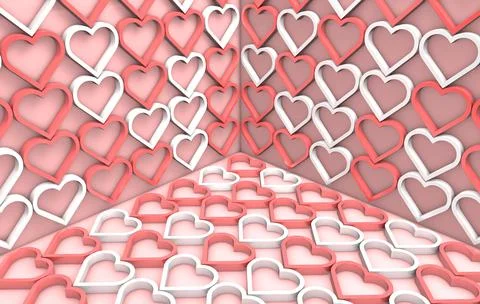 3D rendering background of many hearts Stock Illustration