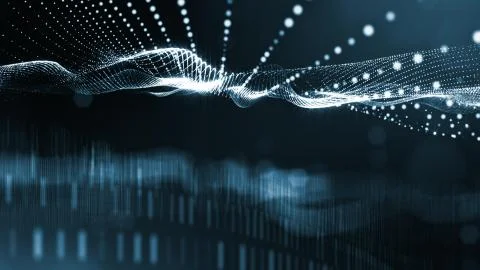 3d rendering background of microworld or sci-fi theme with glowing particles Illustrazione stock