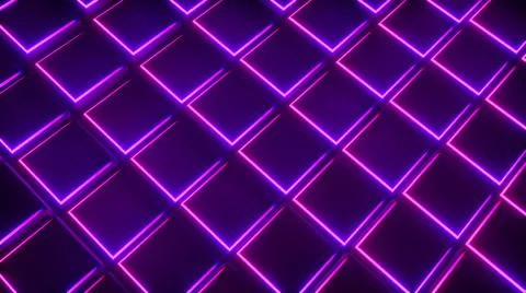 3d rendering background of neon cubes forming a grid. Computer generated Stock Illustration