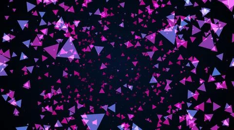 3D rendering background of numerous triangular particles on a black. Computer Stock Illustration