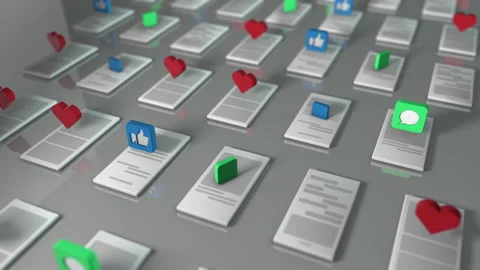 3d rendering of the background with the symbols like , thumbs up , received mess Stock Footage 157758245