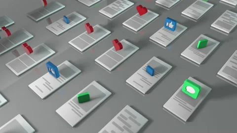 3d rendering of the background with the symbols like , thumbs up , received mess Stock Footage 157758856