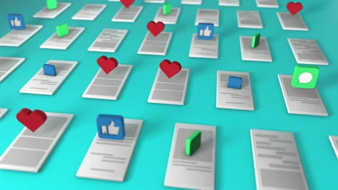 3d rendering of the background with the symbols like , thumbs up , received mess Video stock 157919883