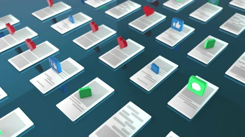 3d rendering of the background with the symbols like , thumbs up , received mess Stock Footage 157921057