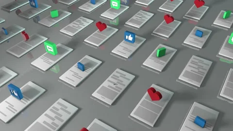 3d rendering of the background with the symbols like , thumbs up , received mess Stock Footage 158017840