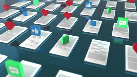 3d rendering of the background with the symbols like , thumbs up , received mess Stock Footage 158018275