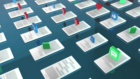 3d rendering of the background with the symbols like , thumbs up , received mess Stock Footage 158018933