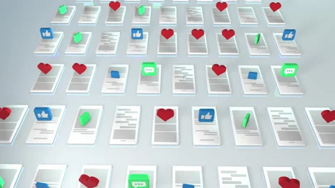 3d rendering of the background with the symbols like , thumbs up , received mess Video stock 158020103