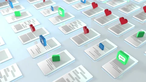 3d rendering of the background with the symbols like , thumbs up , received mess Stock Footage 158020374