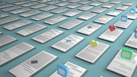 3d rendering of the background with the symbols like , thumbs up , received mess Stock Footage 171374933