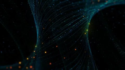 3d rendering background with twisted particle strings. 스톡 일러스트