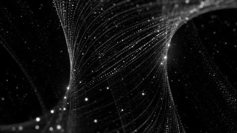 3d rendering background with twisted particle strings. Stock Illustration