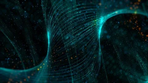 3d rendering background with twisted particle strings. Stock Illustration