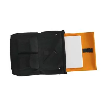 3D rendering of a backpack with papers on a white background Stock Photos