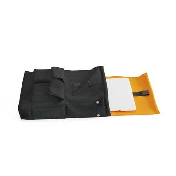 3D rendering of a backpack with papers on a white background Stock Photos