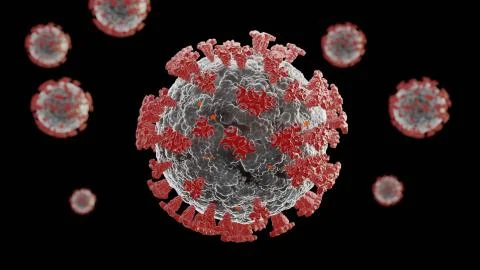 3D rendering of Bacteria, virus with multiple cells in background shallow depth Stock Illustration