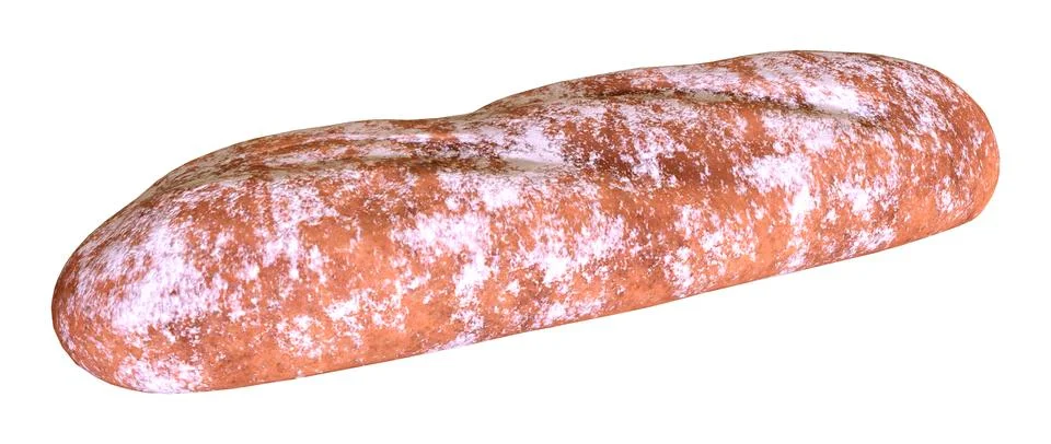 3D Rendering Baguette on White Stock Illustration