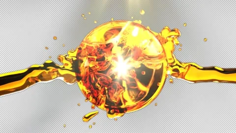 3d rendering, Ball liquid gold splash. Stock Footage 166154890