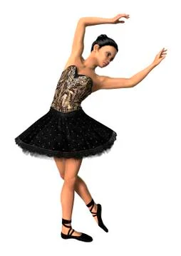3D Rendering Ballerina on White Stock Illustration