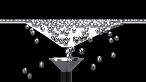 3D rendering of Balls arrange and funnel conversion rate concept, 3d Stock Illustration