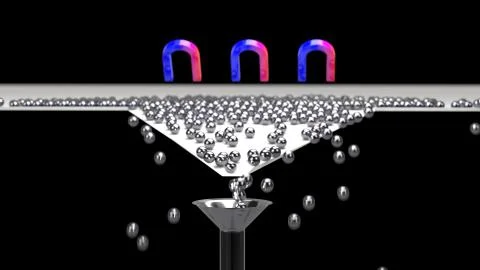 3D rendering of Balls arrange with magnet and funnel conversion rate concept, 3d Stock Illustration