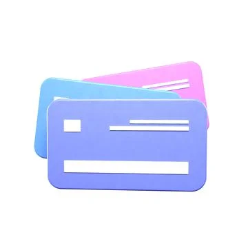 3d rendering of bank cards isolated on white background, Money and payment 库存插图
