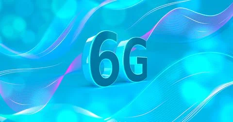 3d rendering Banner for advertising 6g connection.The letters 6g on a blue Stock Illustration