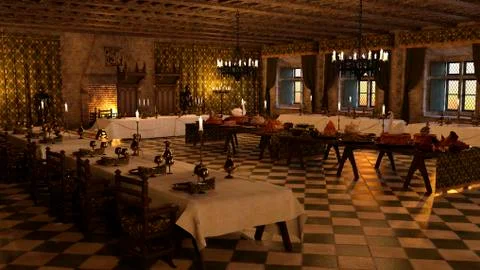 3D Rendering Banquet Hall Illustrazione stock