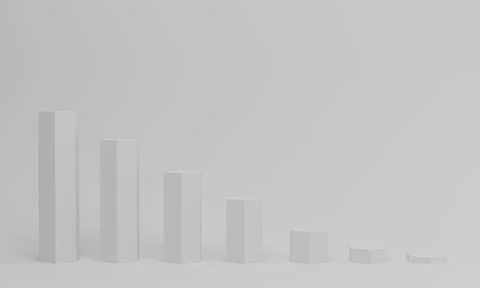 3d rendering. Bar chart of growing columns on white color background. Stock Illustration