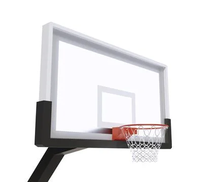 3d rendering of a basketball hoop with an empty basket and transparent back.. Stock Photos