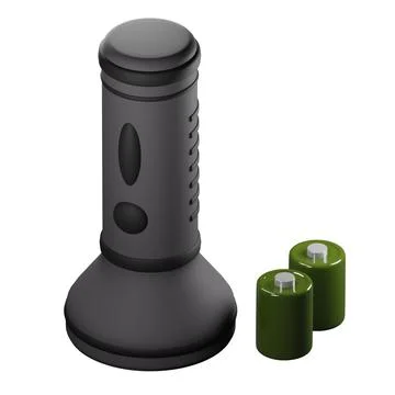 3D rendering of battery waterproof camping flashlight, torch. Gear and equi.. Illustrazione stock