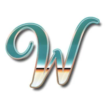 3D rendering of beach themed alphabet letter W isolated on a white background Illustrazione stock