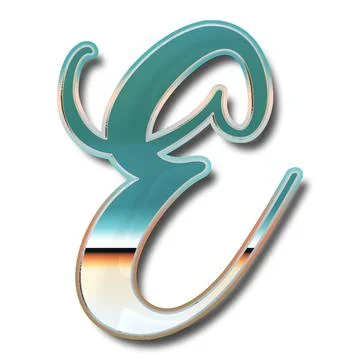 3D rendering of beach themed alphabet letter E isolated on a white background Illustrazione stock