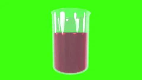 3D rendering of a beaker with red liquid on a bright green background Stock Footage 287012838