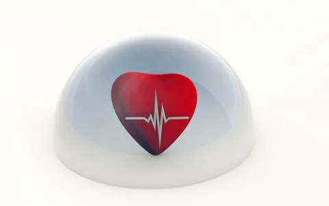 3d rendering of a beating heart protected under a dome Stock Illustration