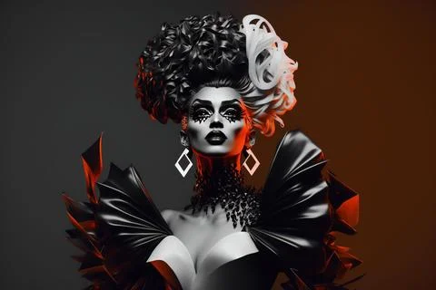 3D rendering of a beautiful drag queen in an elegant dress Ilustración de archivo