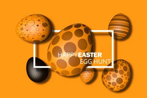 3D rendering of a beautiful Easter eggs on an orange background. Stock Illustration