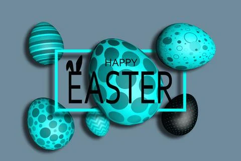 3D rendering of a beautiful Easter eggs on an blue background. Stock Illustration