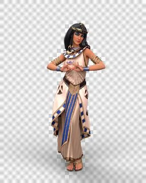3D rendering of a beautiful Egyptian queen or princess like Cleopatra in stan Stock Illustration