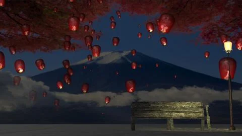 3d rendering of beautiful place with nice lantern in the sky Stock Photos