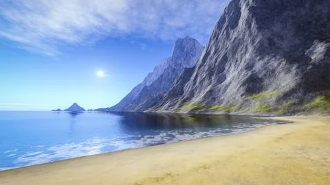 3d rendering of a beautiful summer sand beach Stock Illustration
