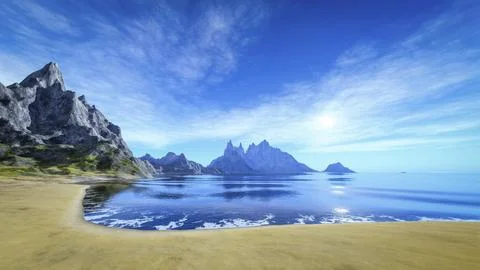 3d rendering of a beautiful summer sand beach Stock Illustration