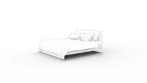 3d rendering of a bed isolated in white studio background Stock Illustration
