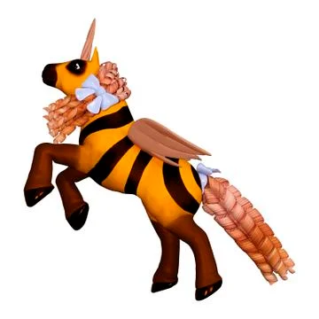 3D Rendering Bee Unicorn on White Illustrazione stock