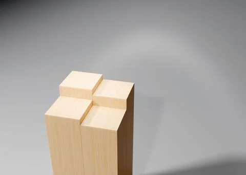 3d rendering of beige columns together making shadows on the gray background イラスト素材