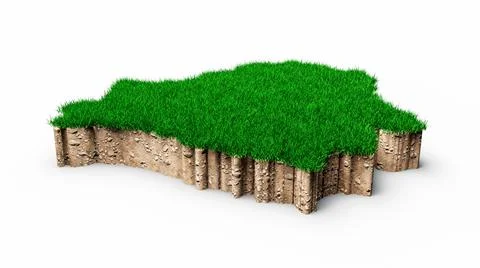 3d rendering of Belarus map with grass texture isolated on a white background Stock Illustration